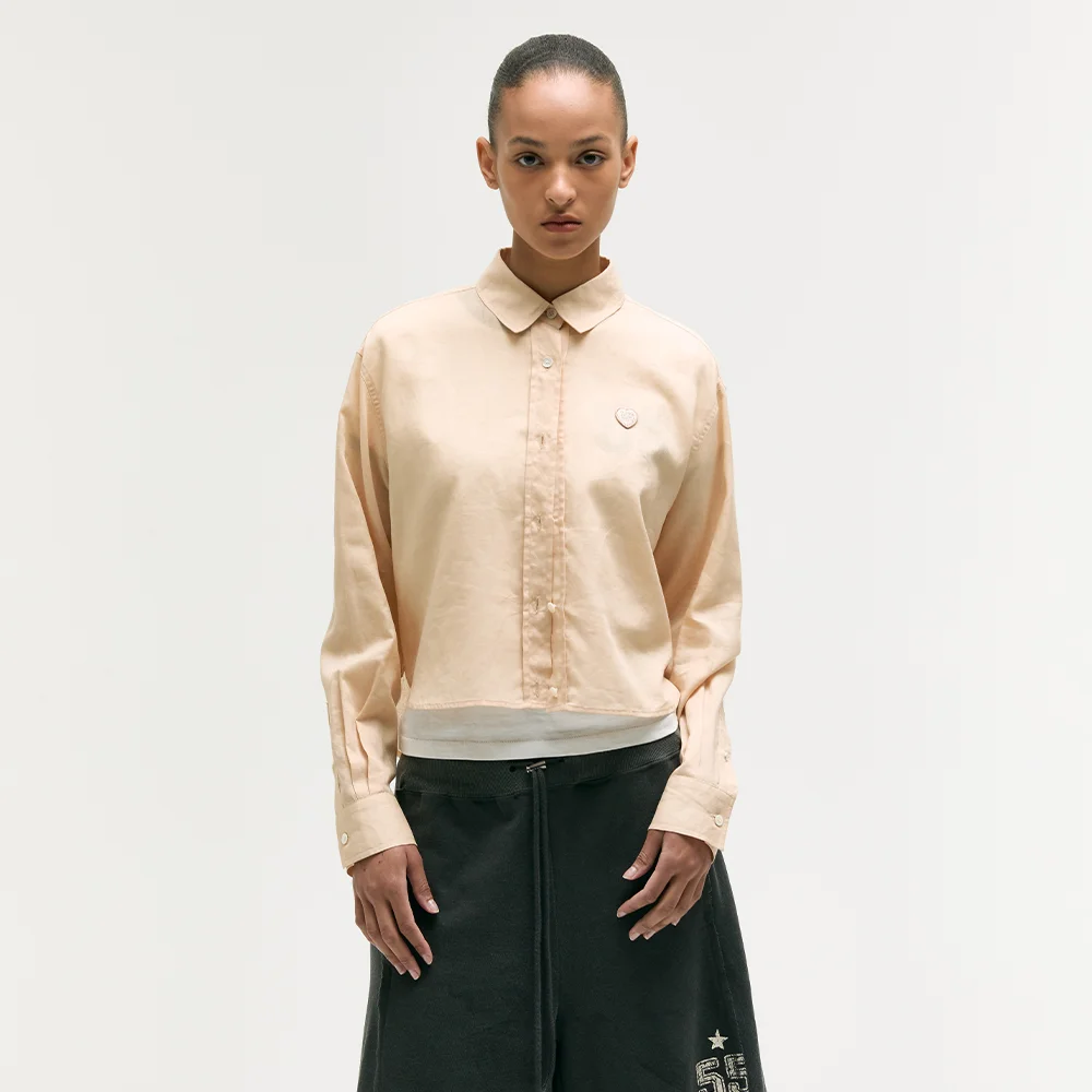 LINEN CROP SHIRT_peach
