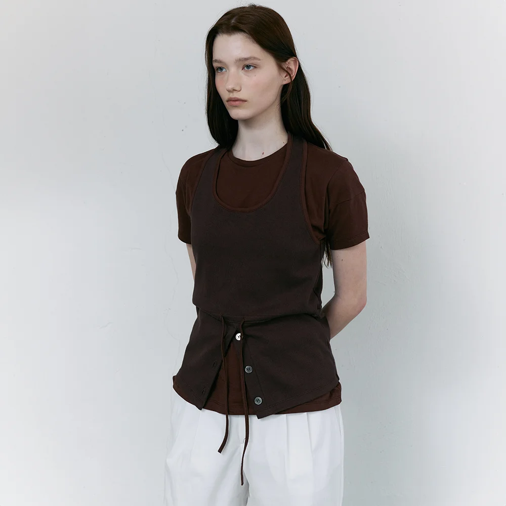 tie halter top (brown)