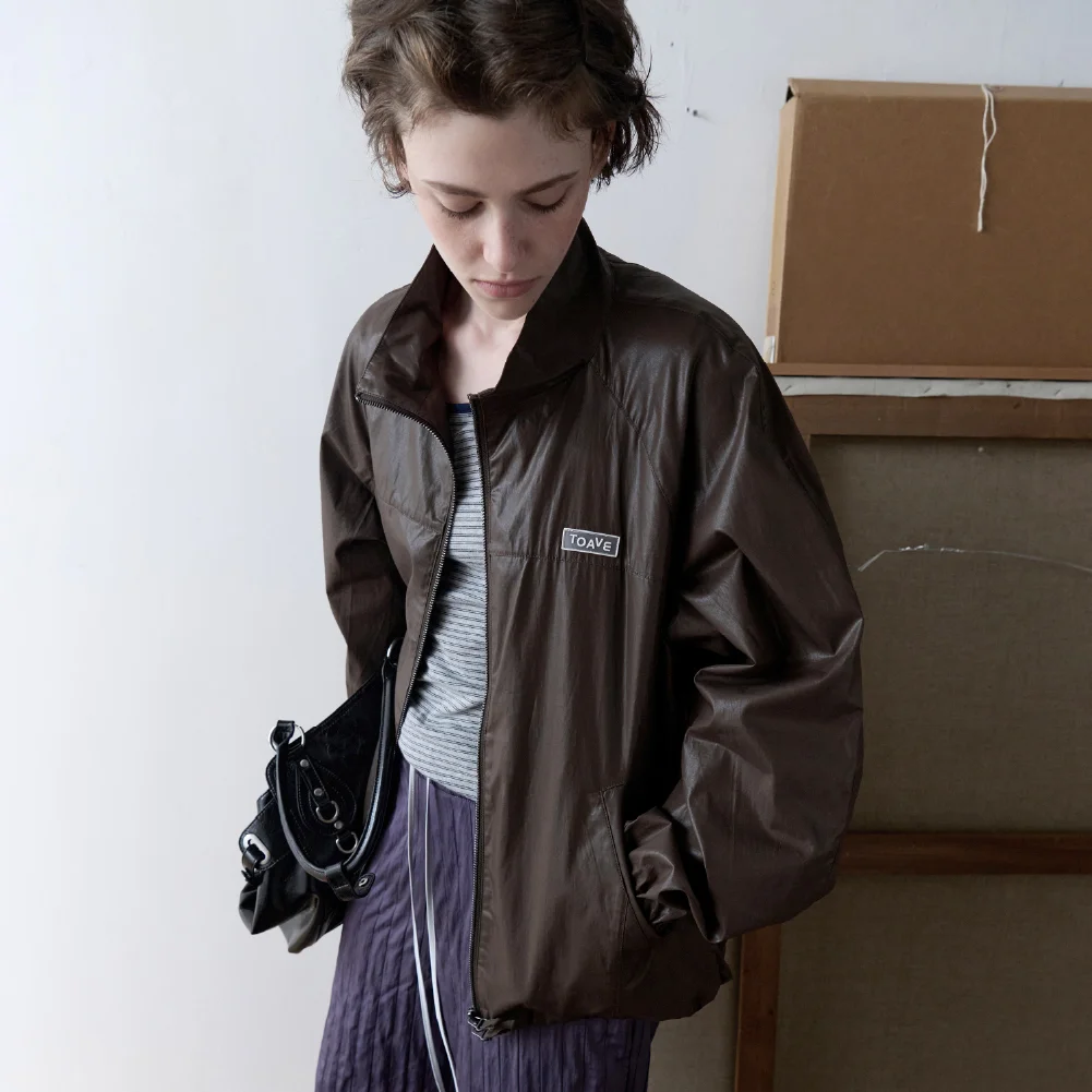 Rush High Neck Wind Jacket (Brown)
