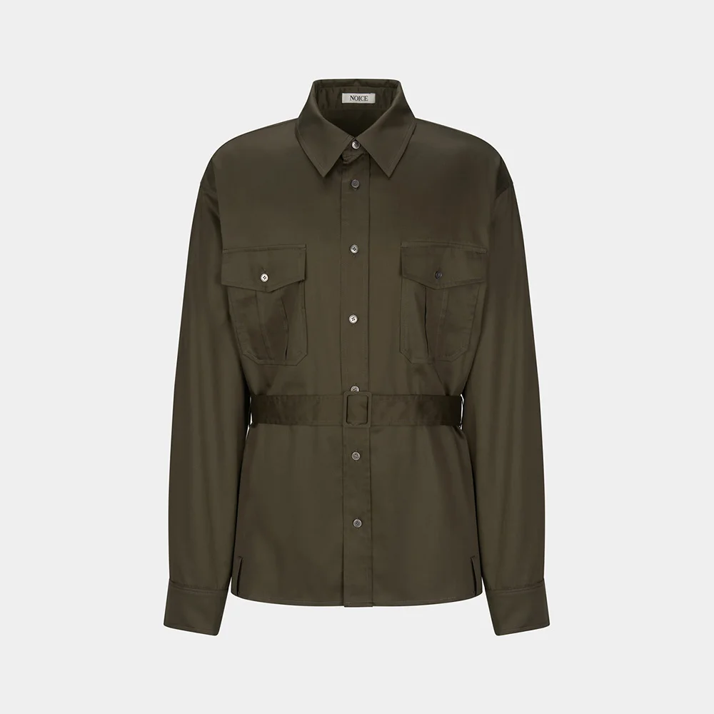 M BELTED COTTON SHIRT - KHAKI