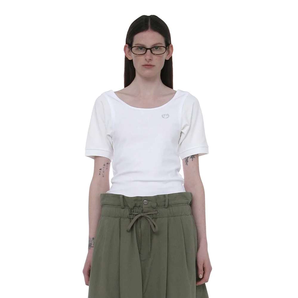 SCOOP-NECK BAT SLEEVE TOP_WHITE
