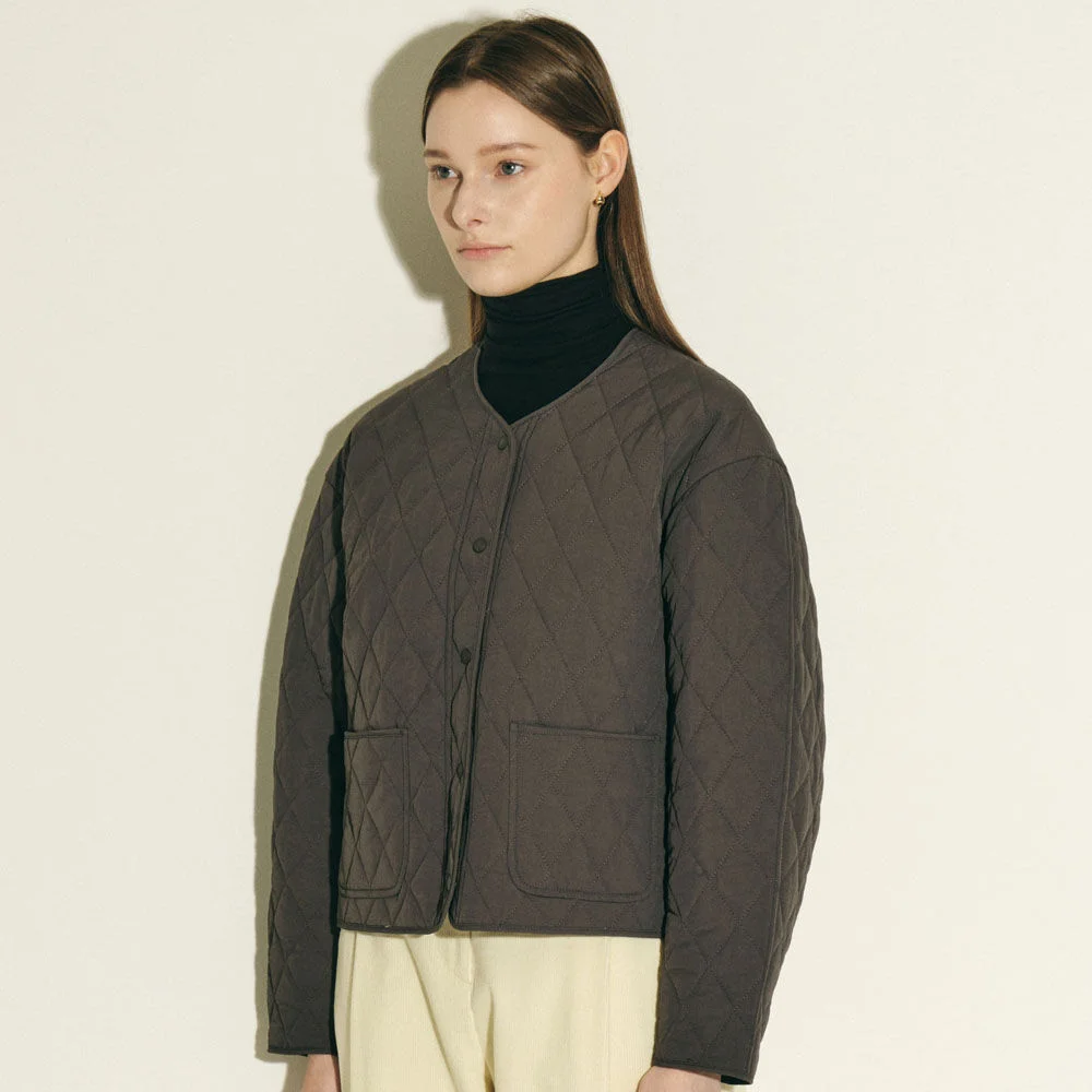 round sleeve crop quilting jacket_charcoal