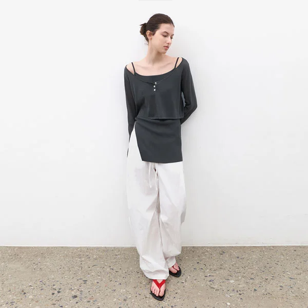 LAYERD HENRY NECK KNIT SET (T-7247)