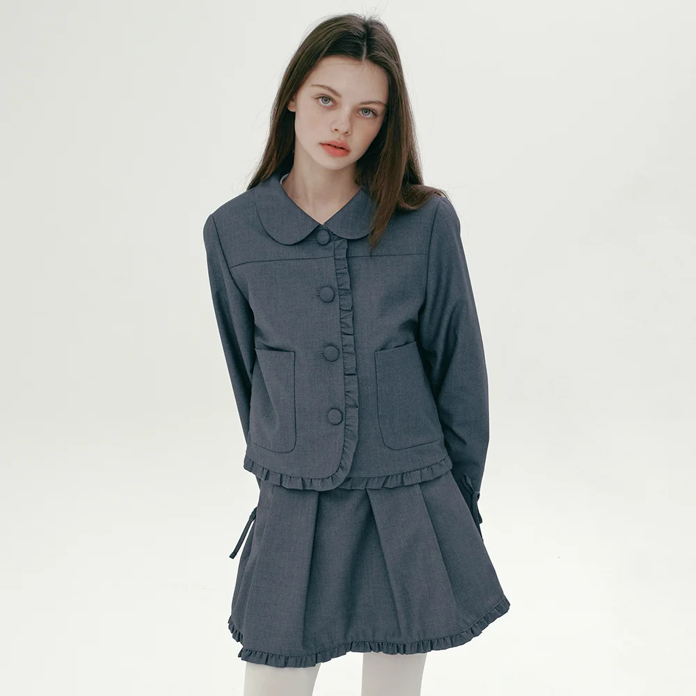 FRILL RIBBON JACKET (GREY)