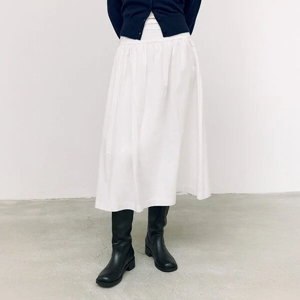 SHIRRING LONG SKIRT WHITE