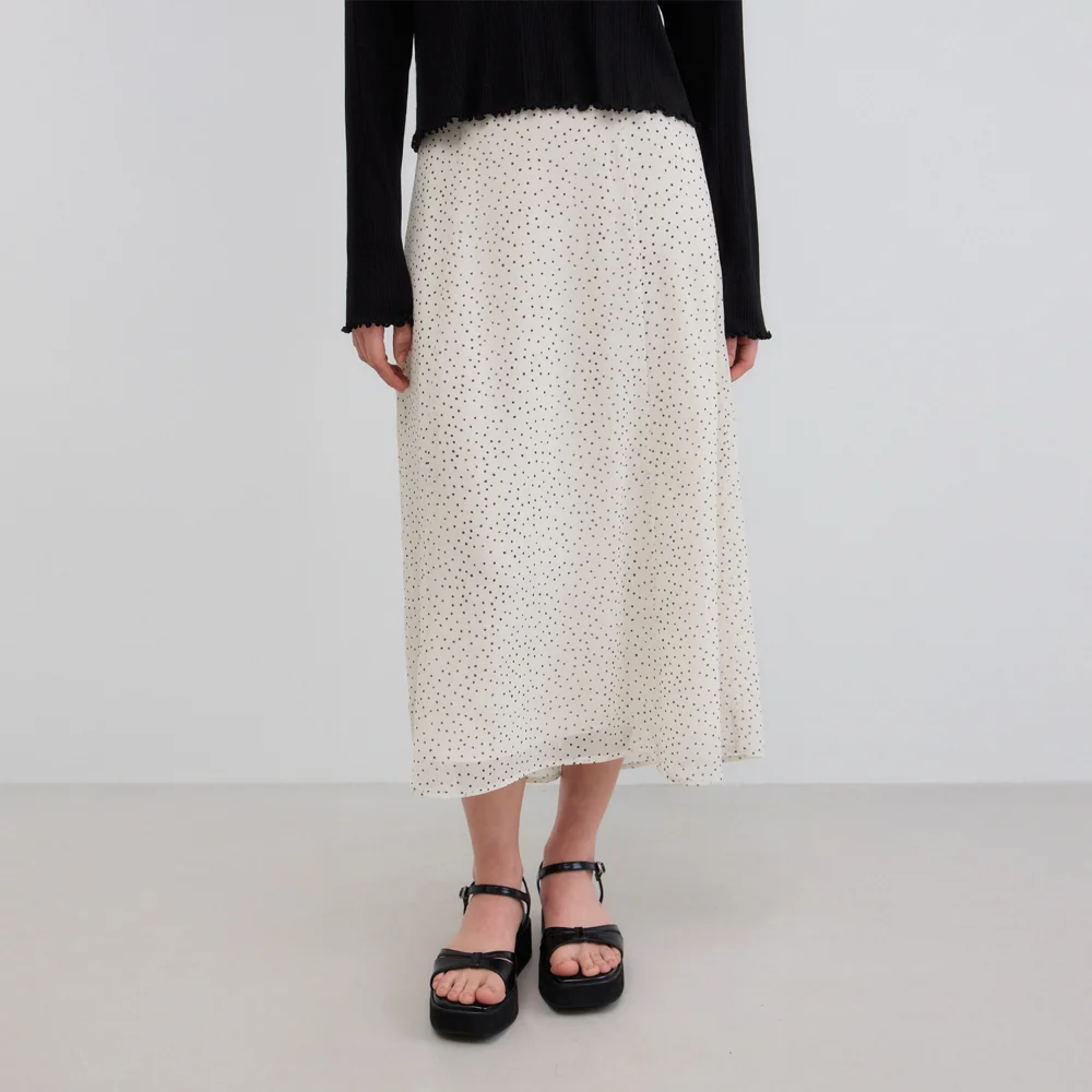 ODE DOT FLARE SKIRT_CREAM