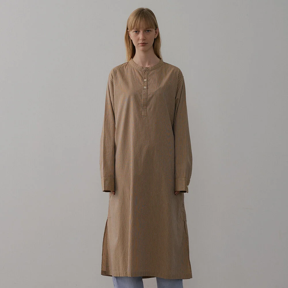 (W) Modified Kurta Stripe Brownish Multi
