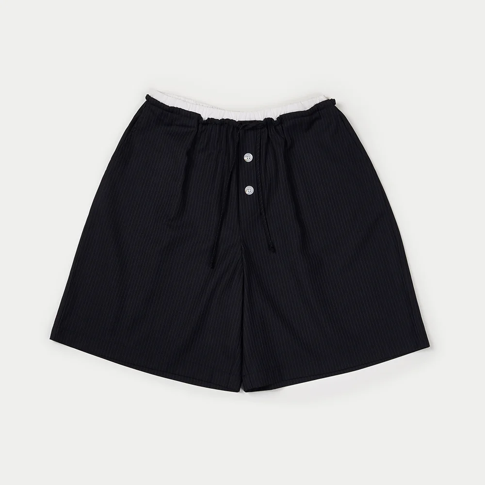 Layered bermuda pants_navy