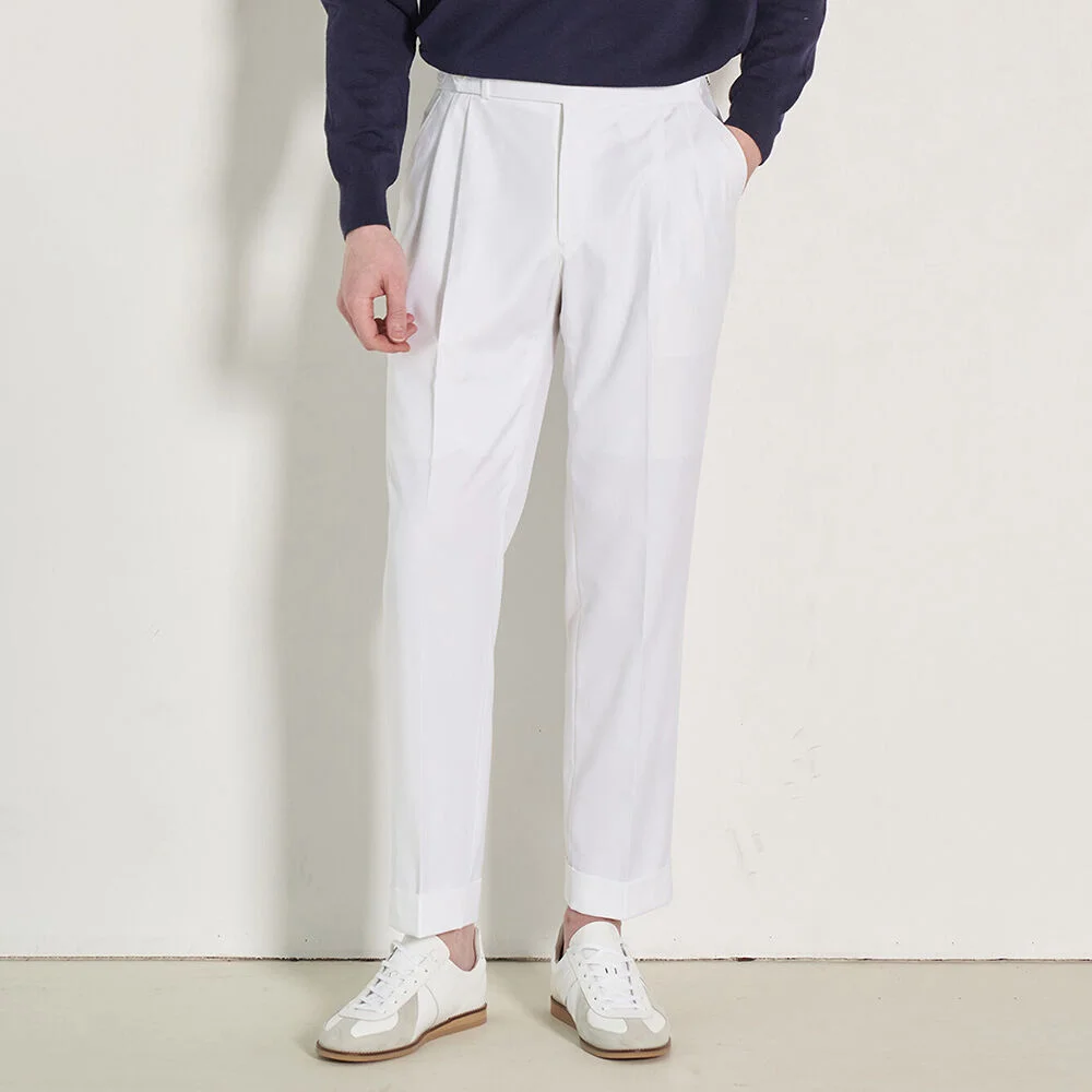 ALCPT010 修身剪裁 Two Pleats 褲子_white