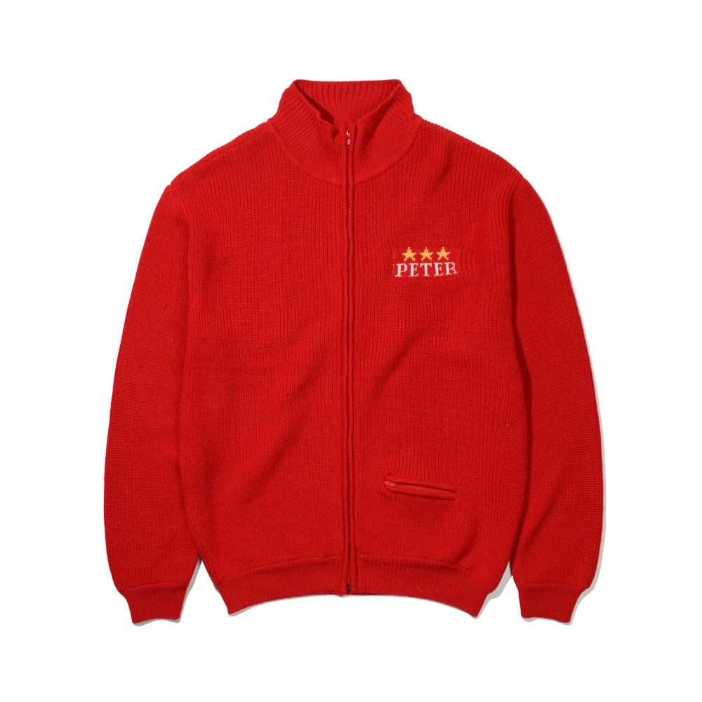 PETER STAR KNIT ZIP UP - RED