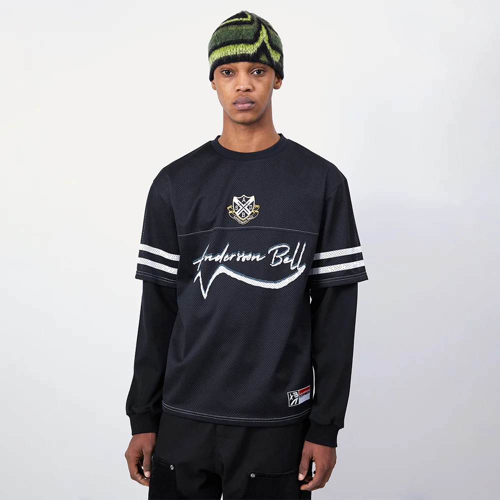FOOTBALL LAYERED LONG SLEEVE T-SHIRT atb1380m(BLACK)