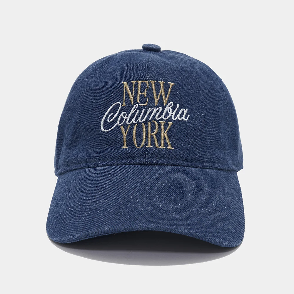 NEW YORK EMB 6 PANEL DENIM CAP_MIDNIGHT JEAN