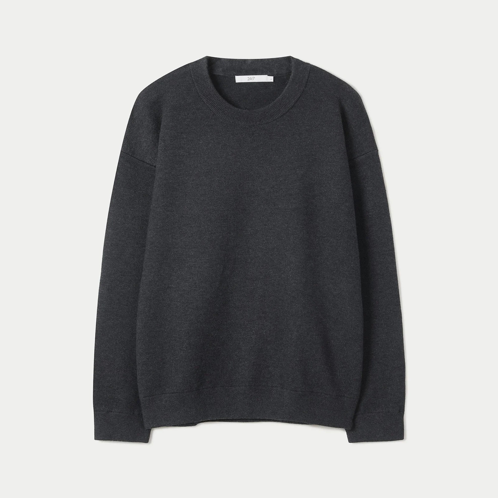 DOUBLENESS HIGH DENSITY CREW KNIT DARK CHARCOAL