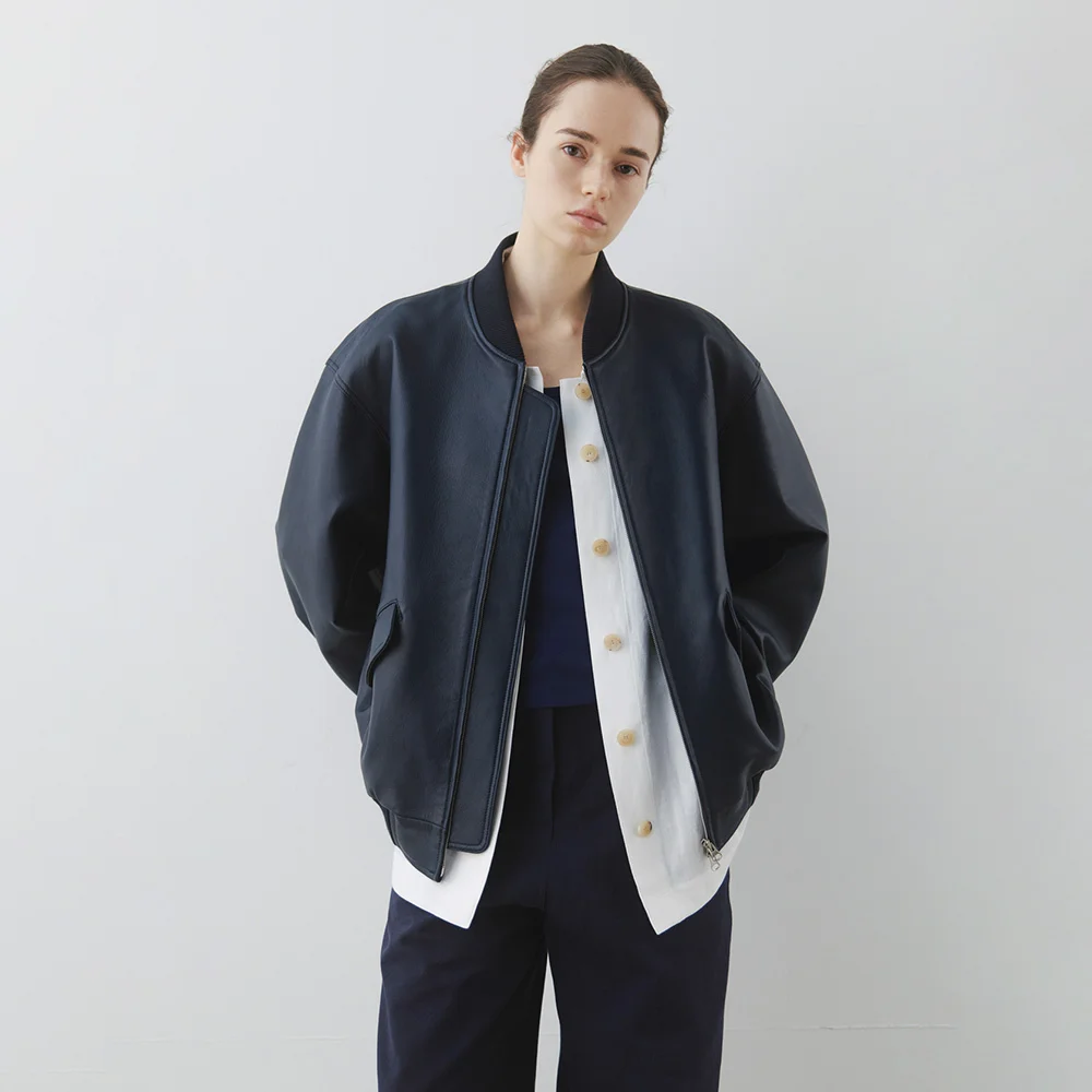 Lambskin Blouson in Navy