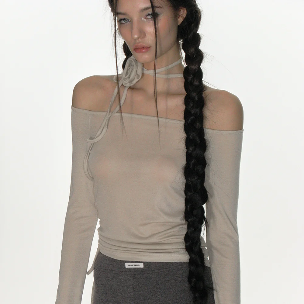 ROSE STRING OFF SHOULDER TOP_BEIGE