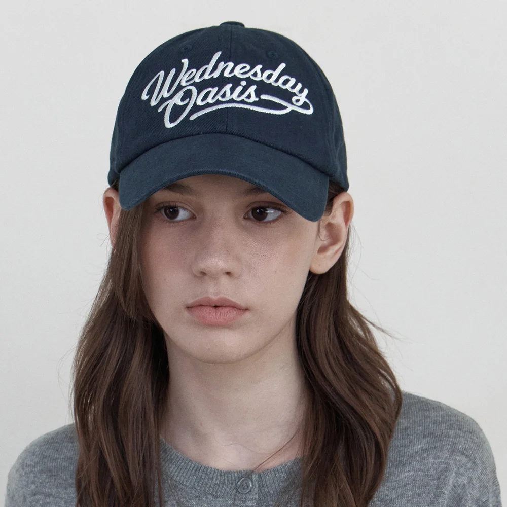 Oasis Lettering Washed Ball Cap_NAVY(WB6AC08)