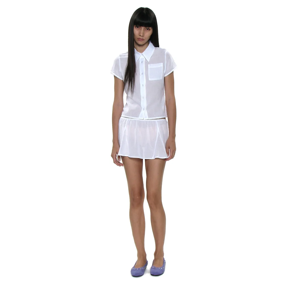 PWC COTTON LACE TRIM GORED MINI SKIRT_WHITE