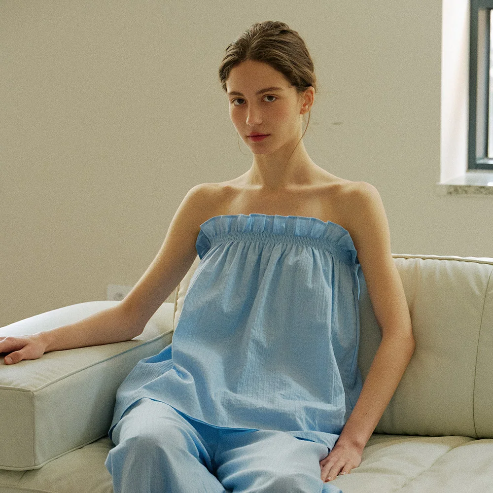 TUBE TOP PAJAMA SET_skyblue