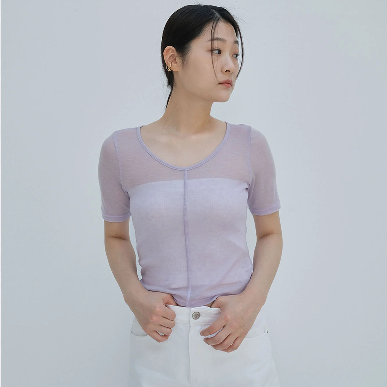 Sheer tencel t-shirt - Purple