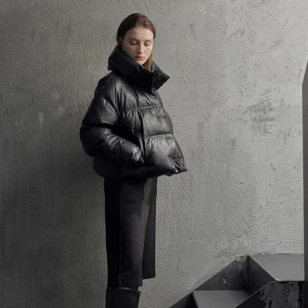 VEGAN LEATHER HIGH-NECK OVERSIZED FIT PADDED (JP-516)