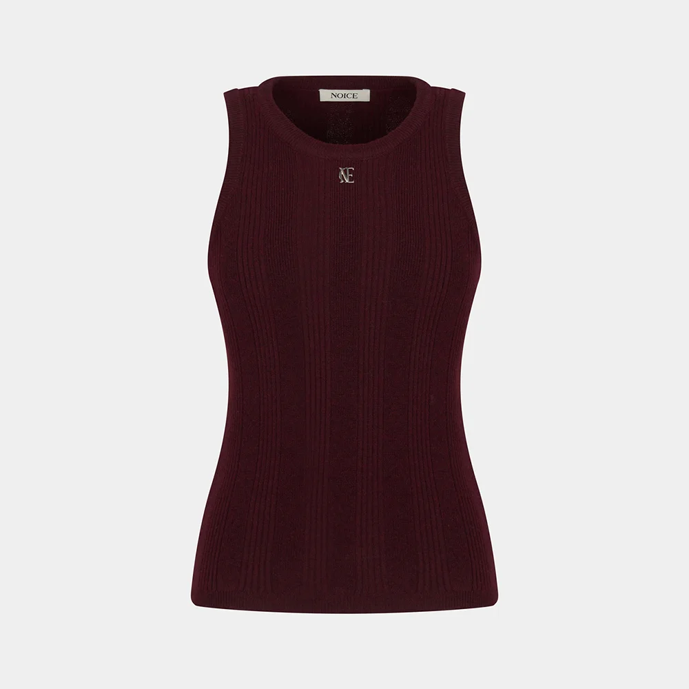 W RIBBED KNIT SLEEVELESS - WINE