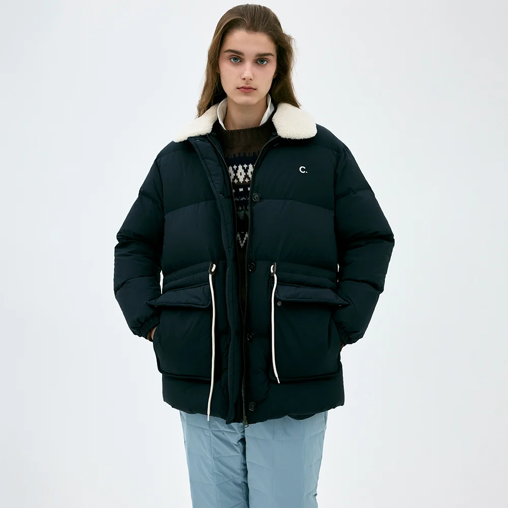 Collar Goose Down Jacket (Dark Navy)