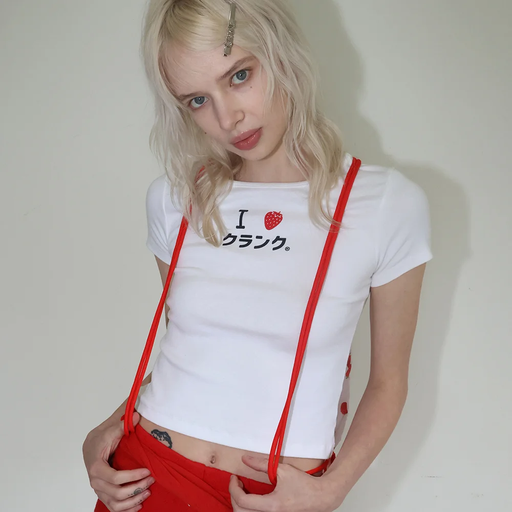 I STRAWBERRY CRANK TOP_WHITE