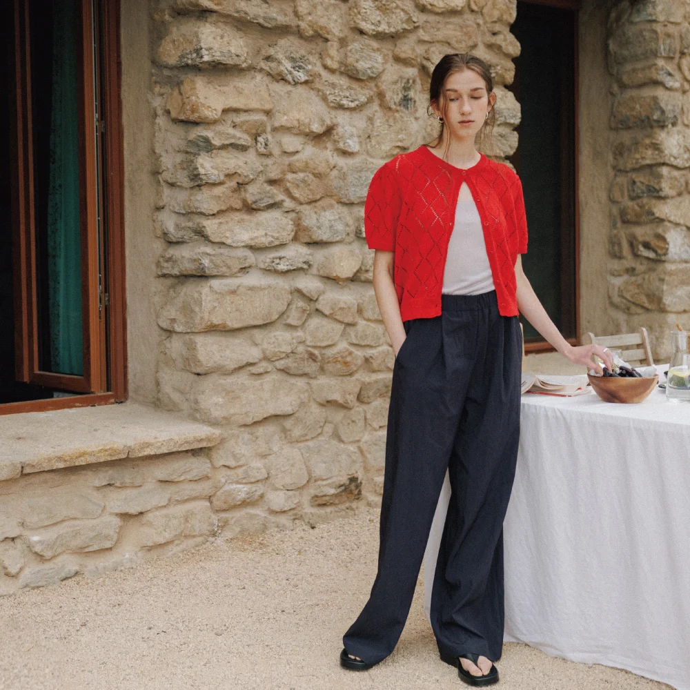 Wide Banding Pants(Navy)