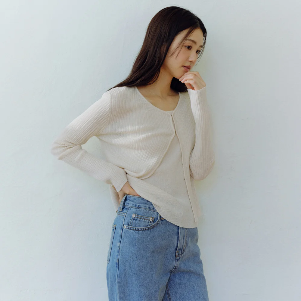 Via Cardigan_Cream Beige
