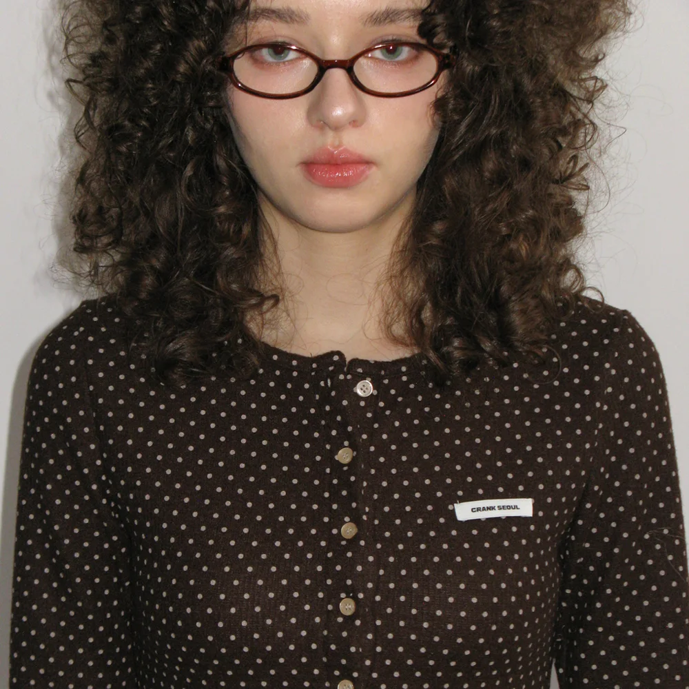 DOT BRUSHED CARDIGAN_BROWN
