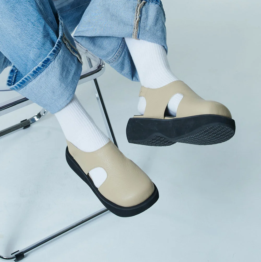 bony flatform sandals(Beige)