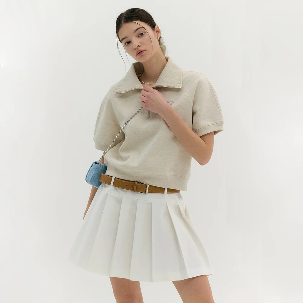 VOLUME HALF ZIP-UP SWEATSHIRT (ecru)