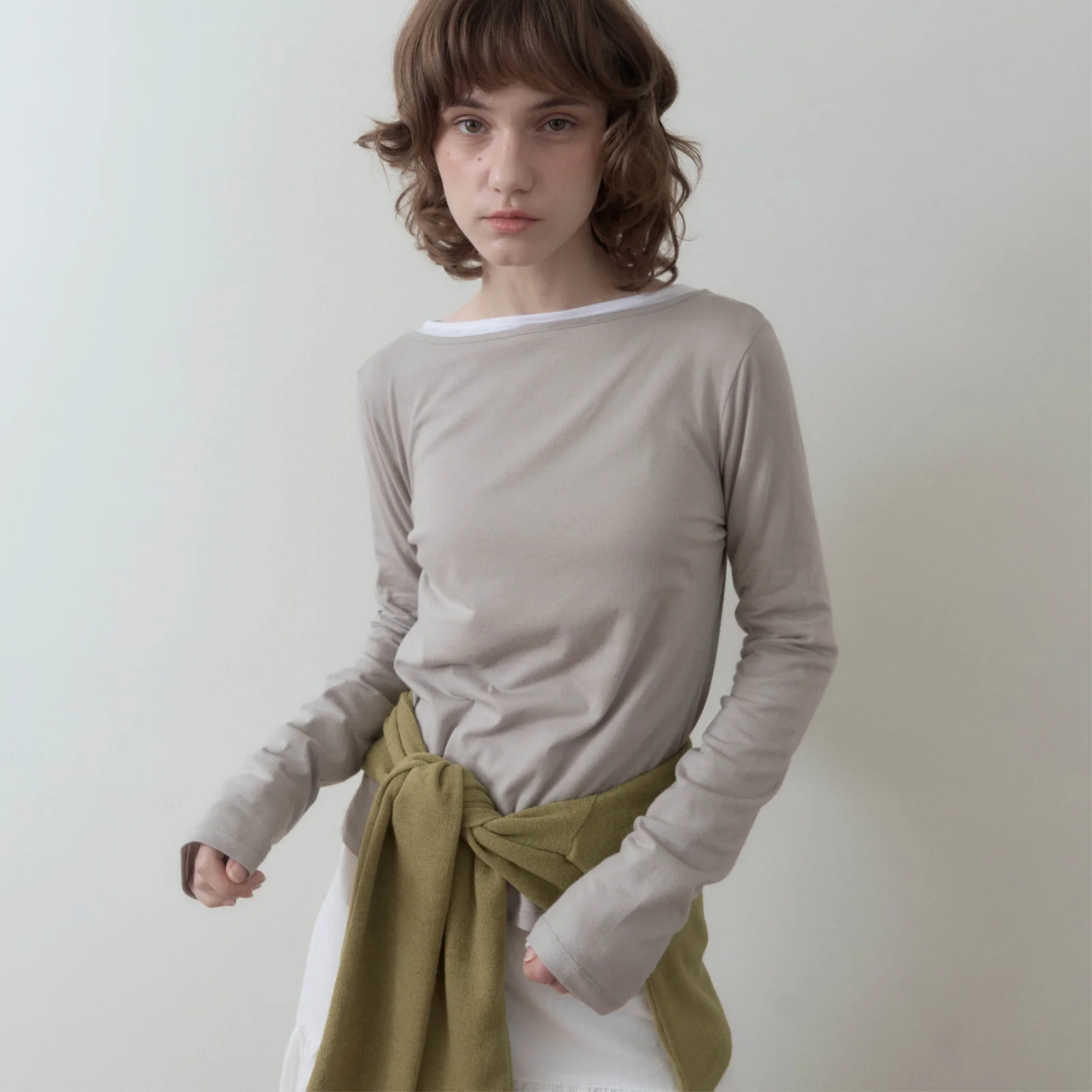 Boat Neck T-shirt Beige