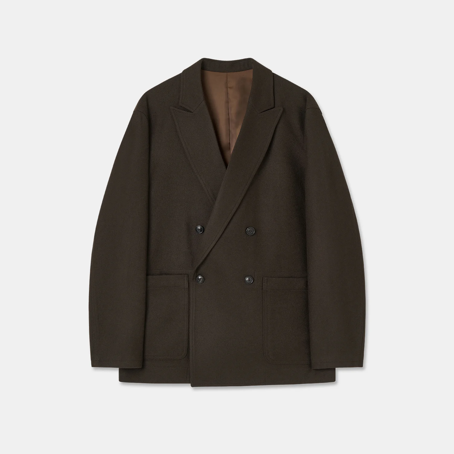AUSTRALIA WOOL FLANNEL DOUBLE JACKET DARK BROWN