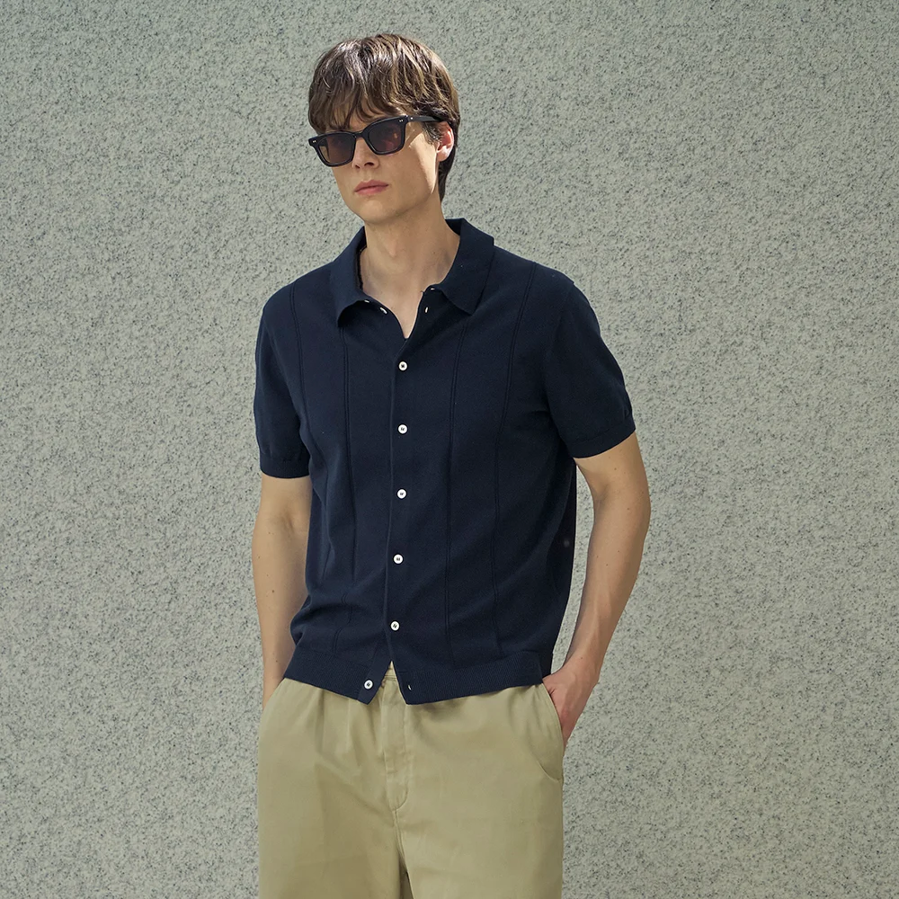 T20041 短袖 開衫_Dark navy