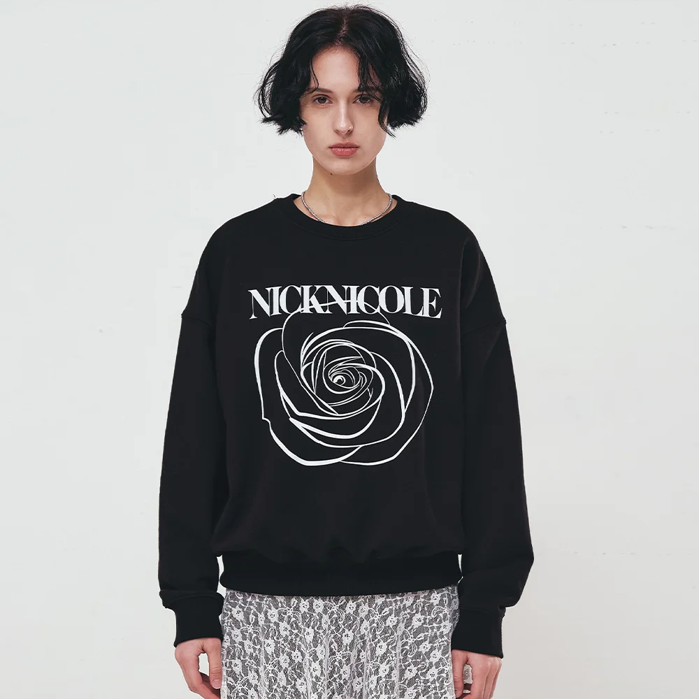 NICOLE ROSE PRINTING SWEATSHIRT_BLACK WHITE