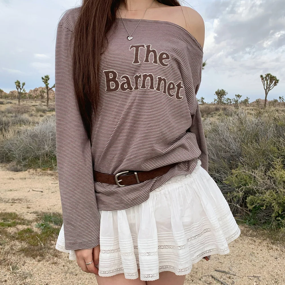 Talat Boat Neck Stripe T-Shirt_Brown