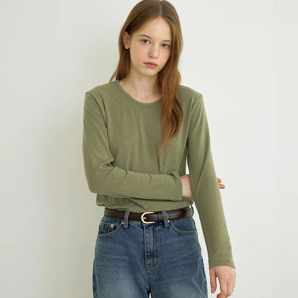 Essential wool long sleeve T-shirt (Olive, White, Dark brown)