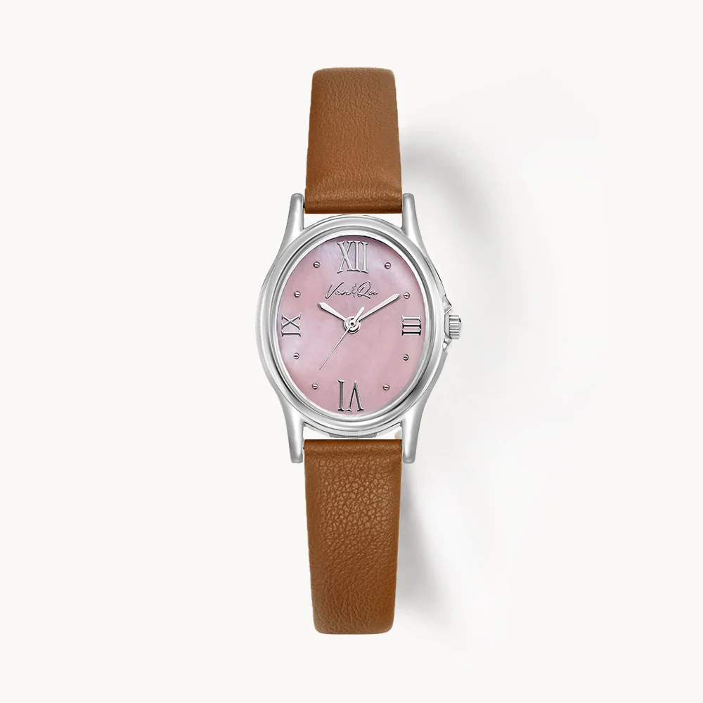 Gem-Silver/Rose (Brown leather)