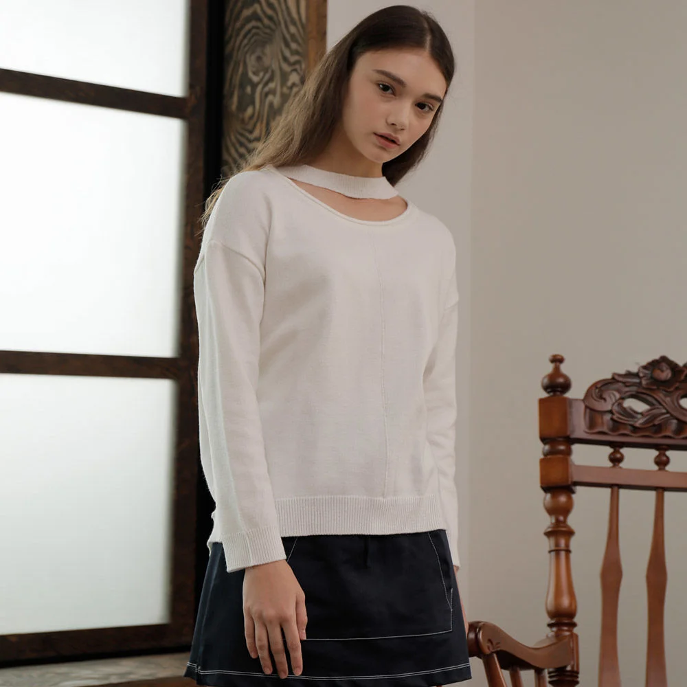 CUTTING RIB KNIT_IVORY