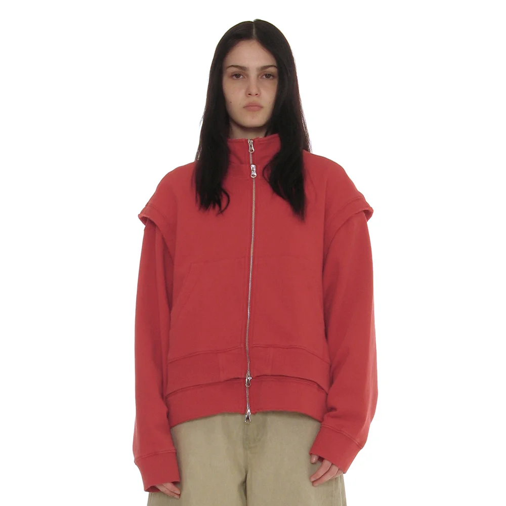 2 IN 1 CONVERTIBLE TERRY ZIP-UP_CHILI