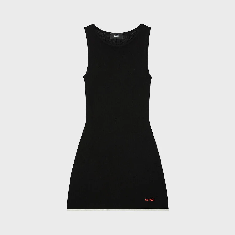 SLEEVELESS KNIT DRESS-BLACK