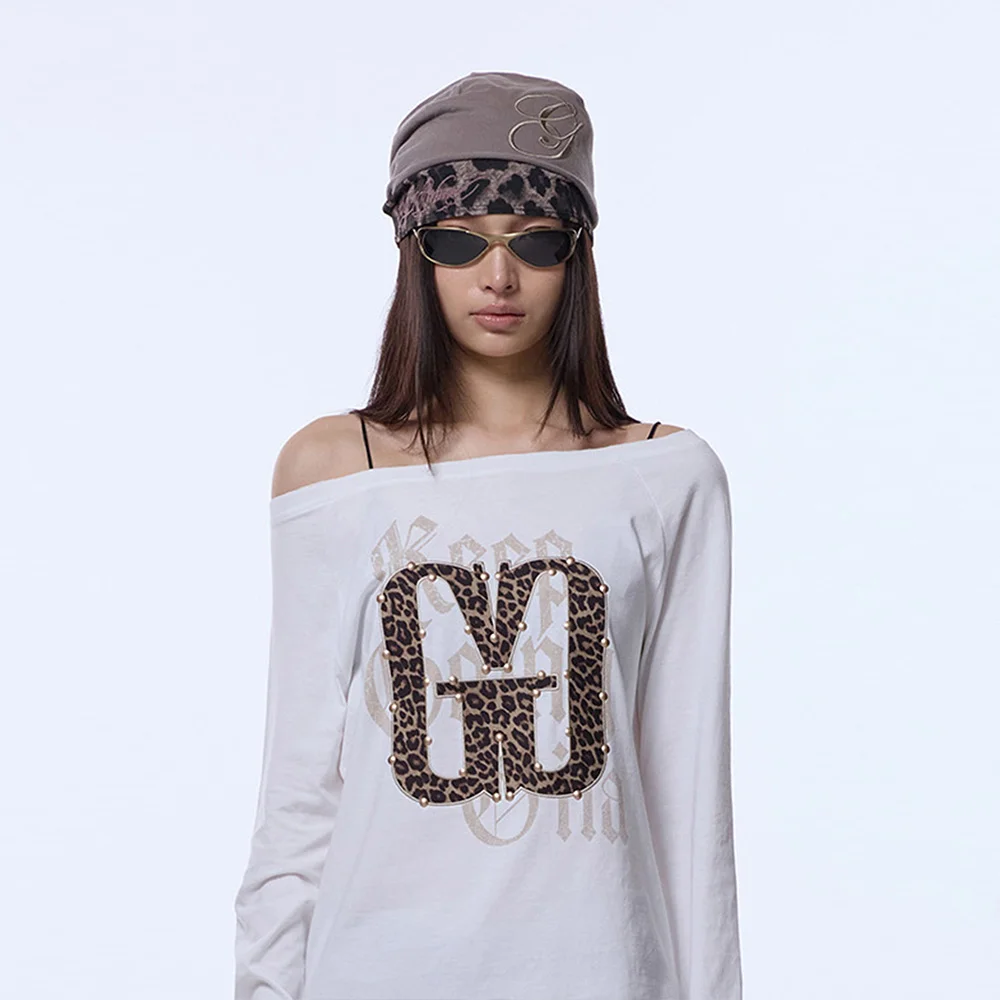 LAYERED LEOPARD BEANIE_KHAKI