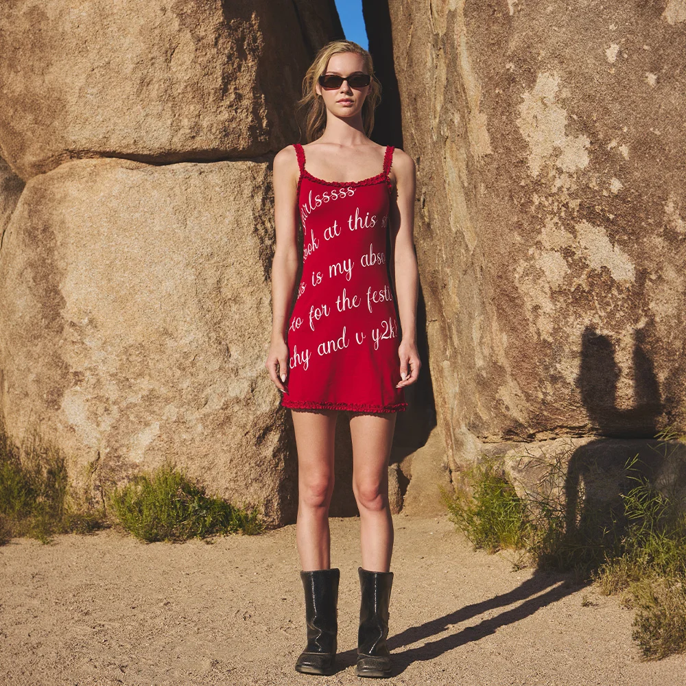 GURLS LACE FESTIE MINI DRESS RED
