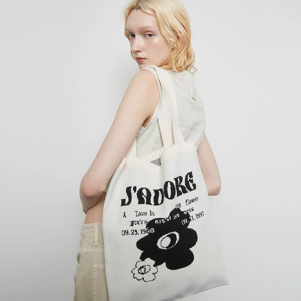 L3 JADORE FLOWER KNIT BAG(BEIGE)
