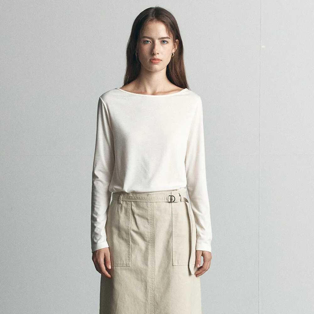 Soft basic longsleeve T-shirt _Ivory