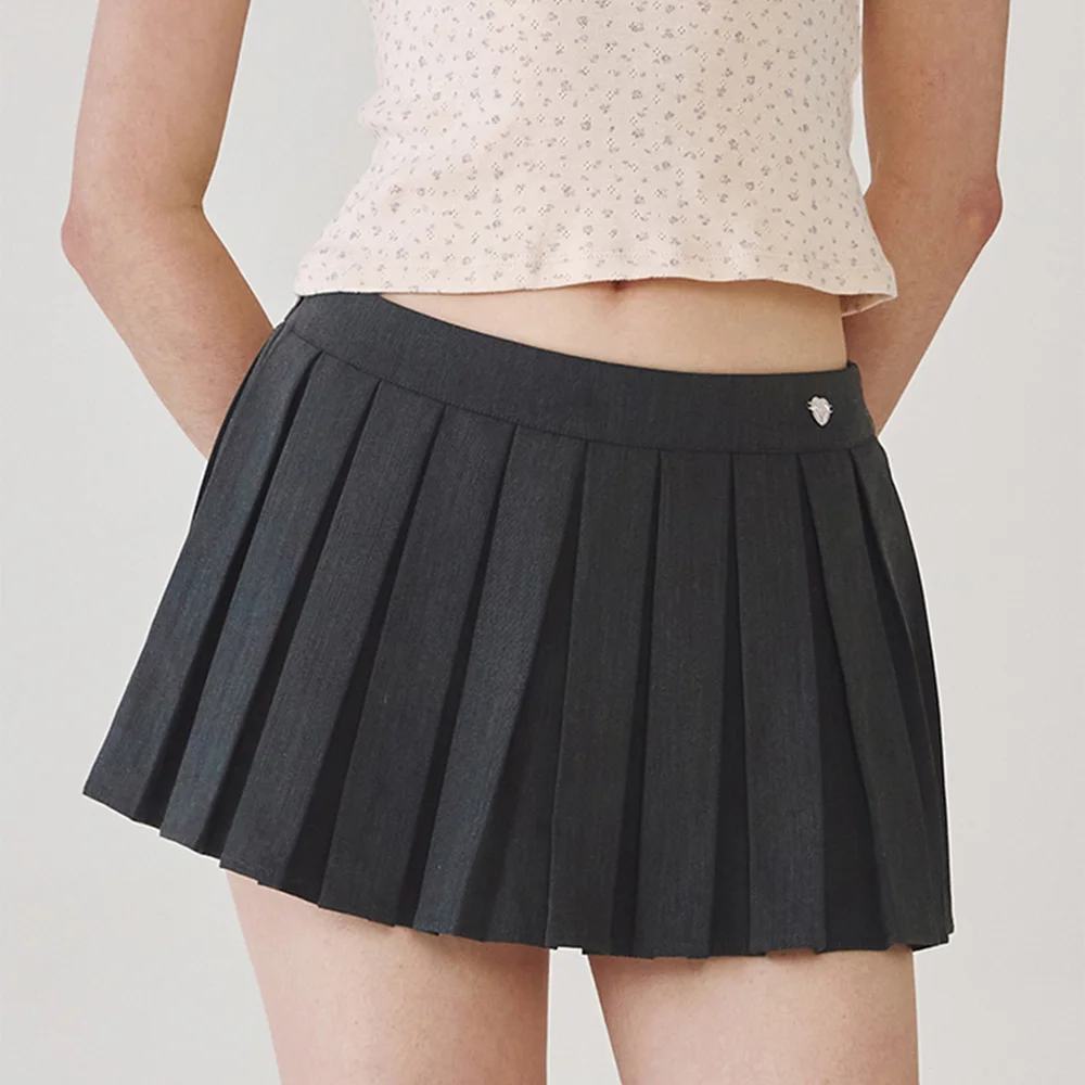Low-Rise Slim Mini Skirt Pants_Charcoal