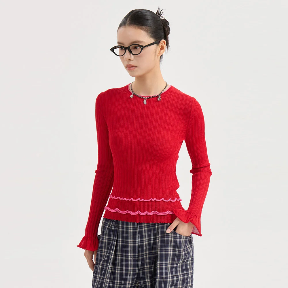Slim Fit Rib Knit Pullover (red) LFWAW25200REX