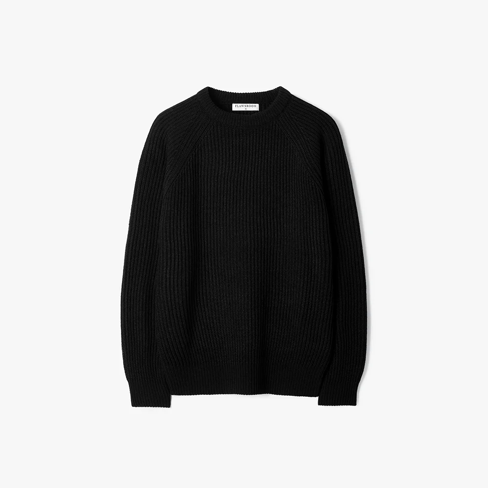 Essential Crop Reglan Knit BLACK