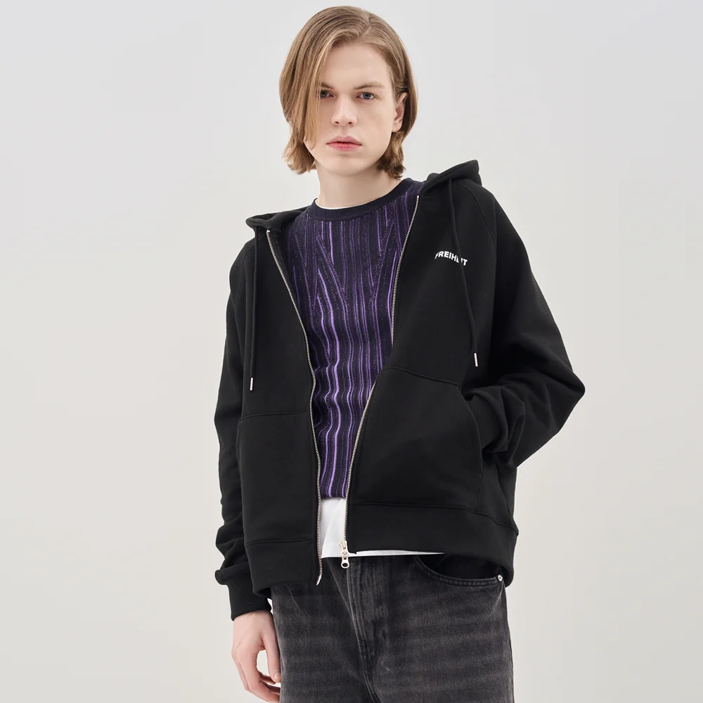 OVERSIZE 2WAY ARTWORK HOOD ZIP-UP_BLACK